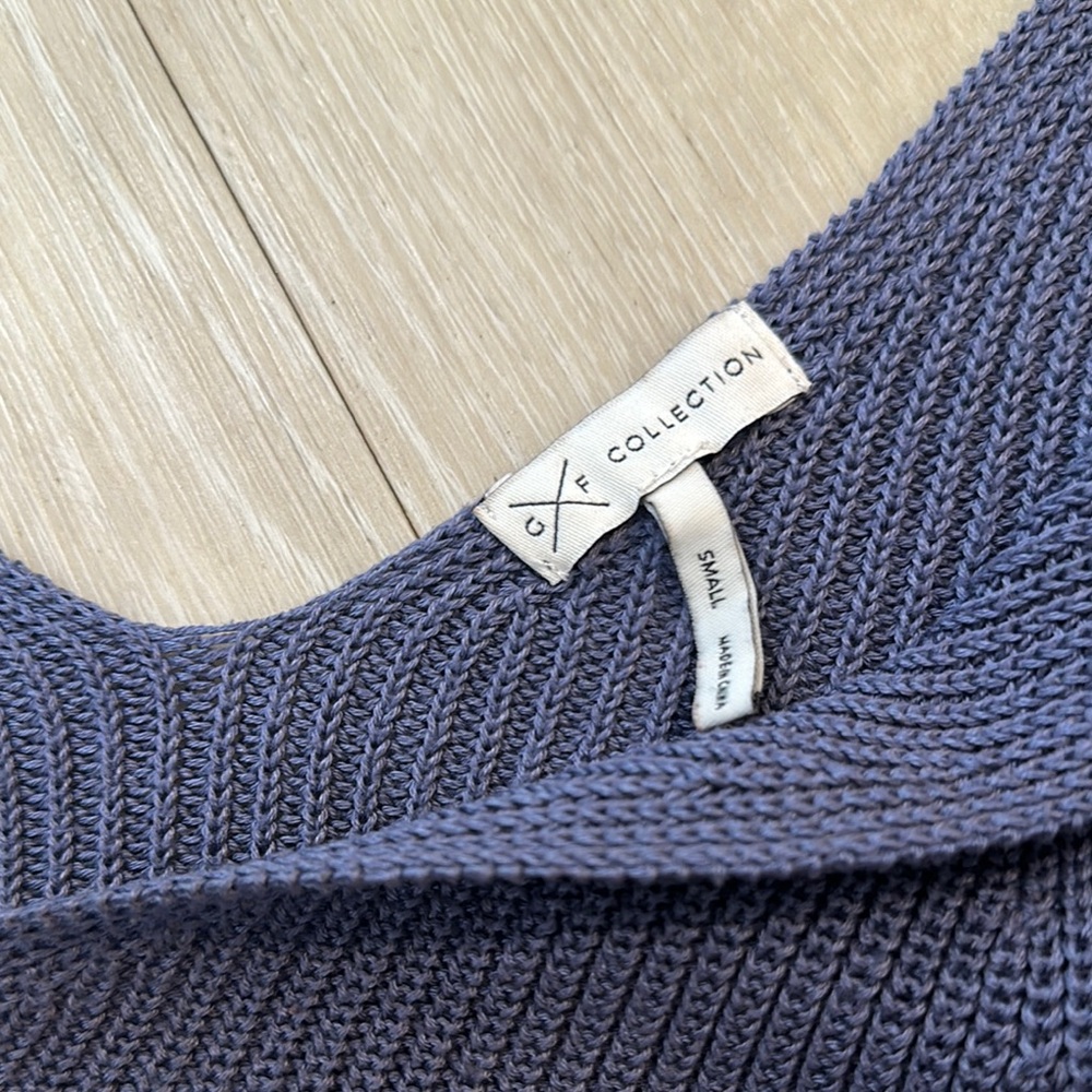 Collection B Gray/blue Ribbed Crop Tank Top - Picture 2 of 2